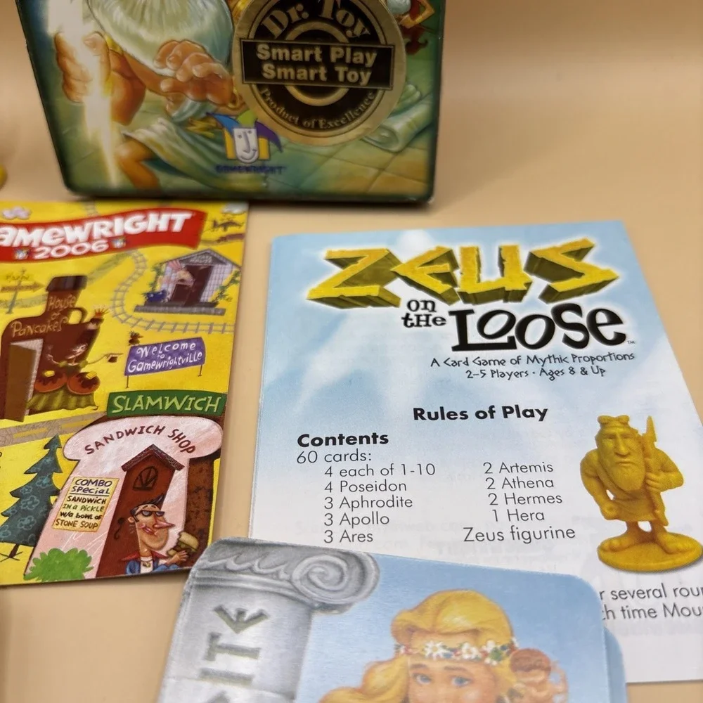 Zeus on the Loose Card Game Complete Gamewright 2006 Kids Strategy Play Dr Toy